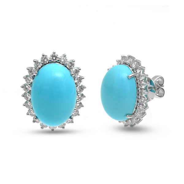 JPERG-3856/10686 Turquoise Diamond Earring | 14K