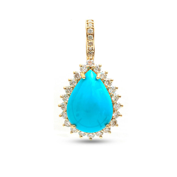 JPPD-1064/10678 Turquoise Diamond Pendant | 14K