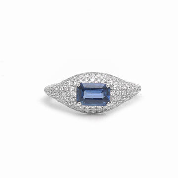 JPRG-4266/10450 Blue Sapphire Diamond Ring | 18K