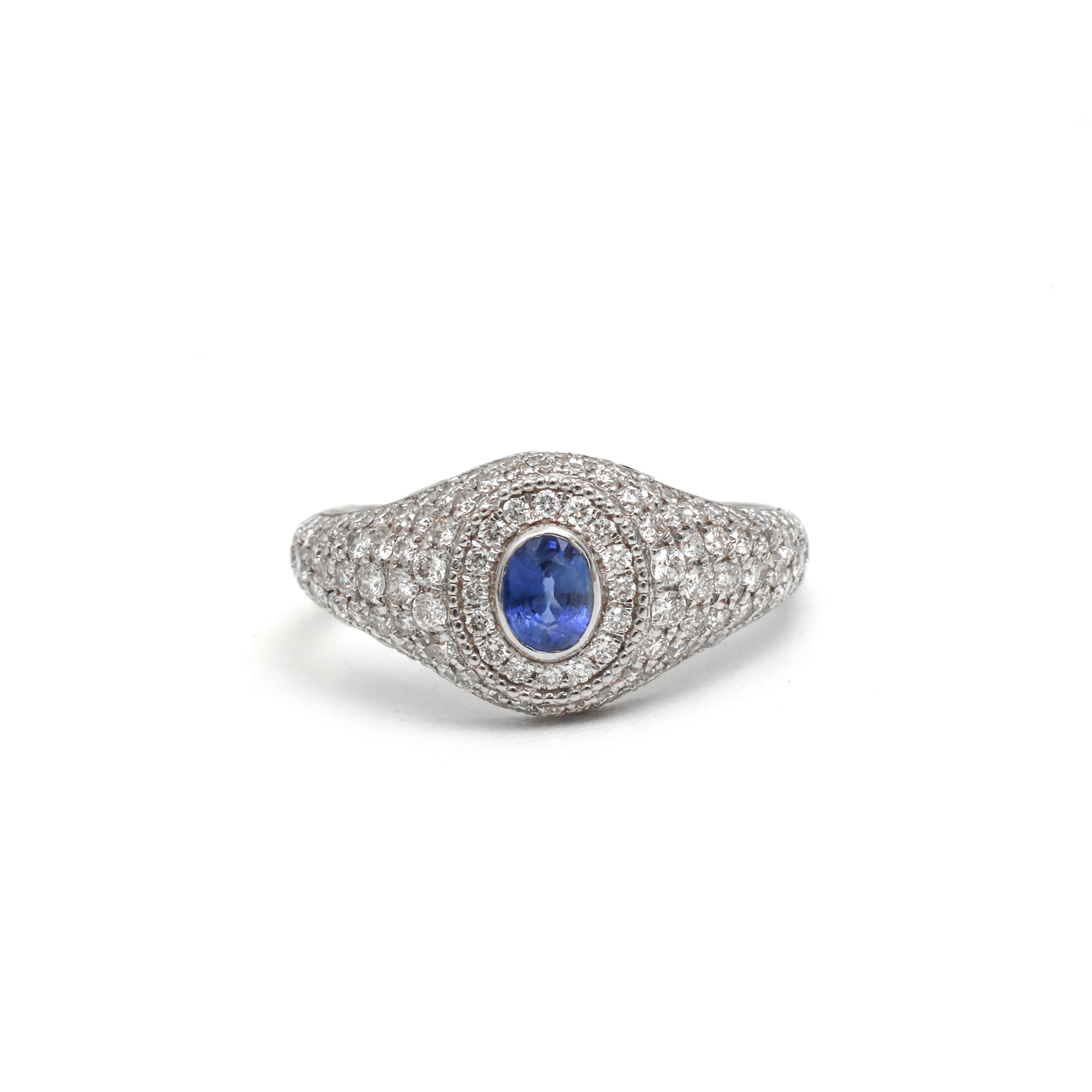 JPRG-4289/10499 Blue Sapphire Diamond Ring | 18K