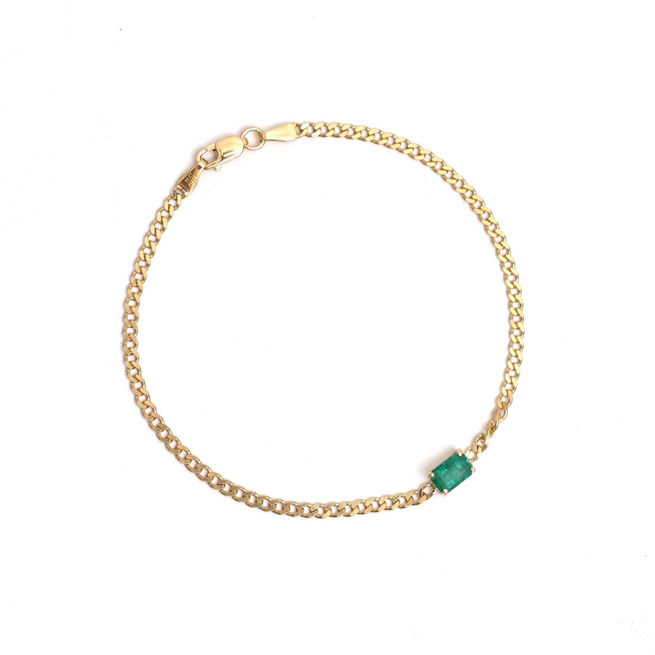 JPBRC-1000/7255 Emerald Octagon Thin Chain Bracelet | 18K