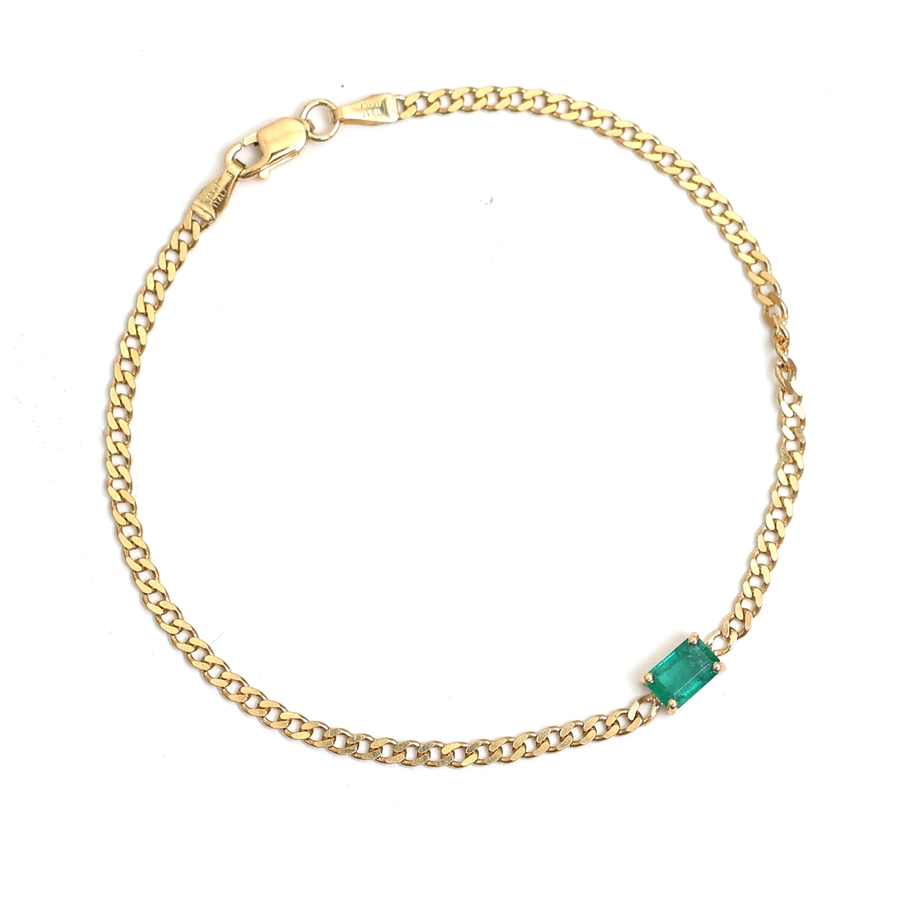 JPBRC-1001/7256 Emerald Octagon Thin Chain Bracelet | 18K