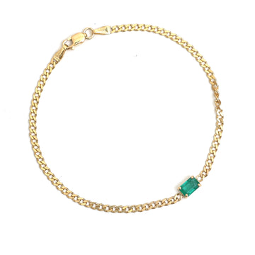 JPBRC-1001/7256 Emerald Octagon Thin Chain Bracelet | 18K
