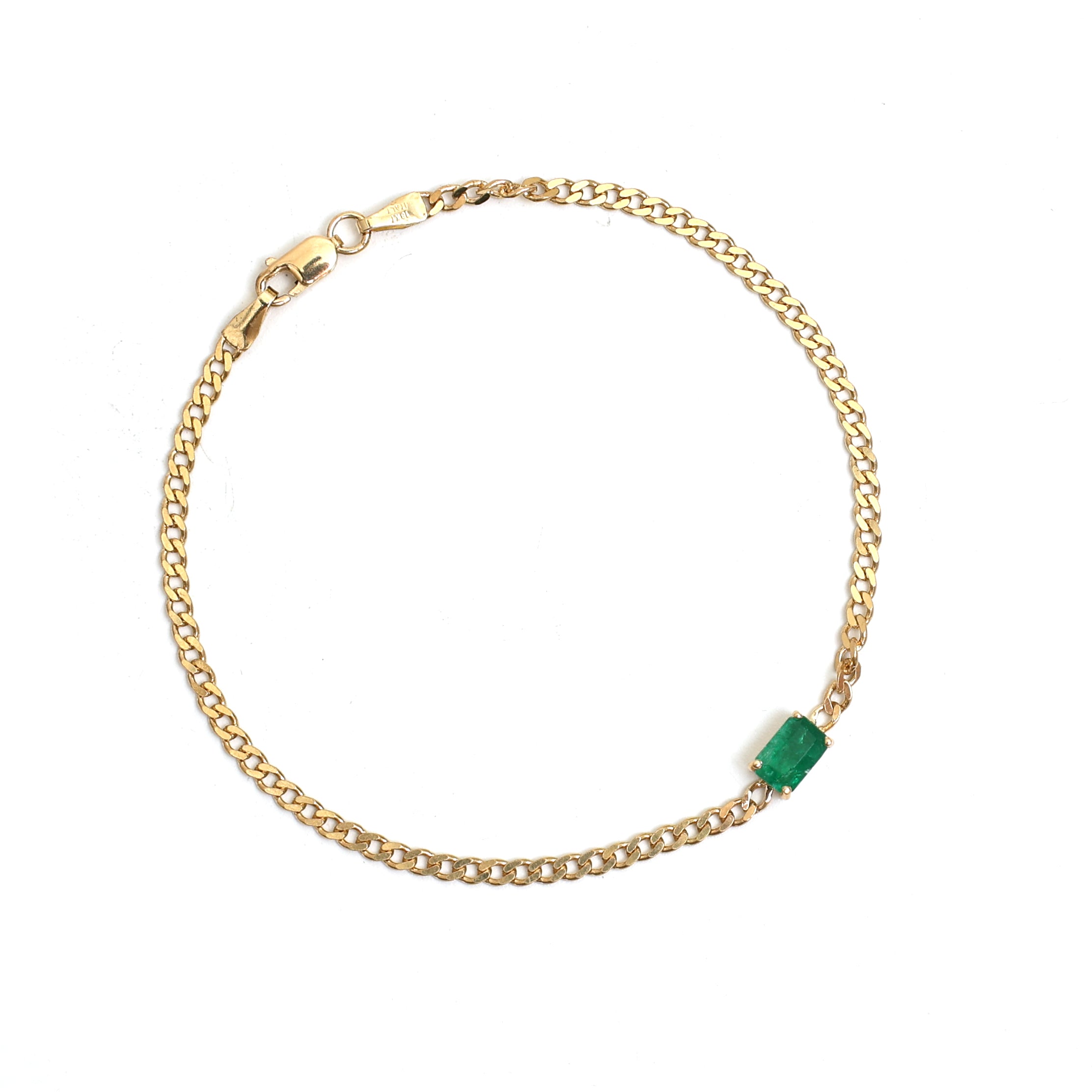 JPBRC-1002/7257 Emerald Octagon Thin Chain Bracelet | 18K