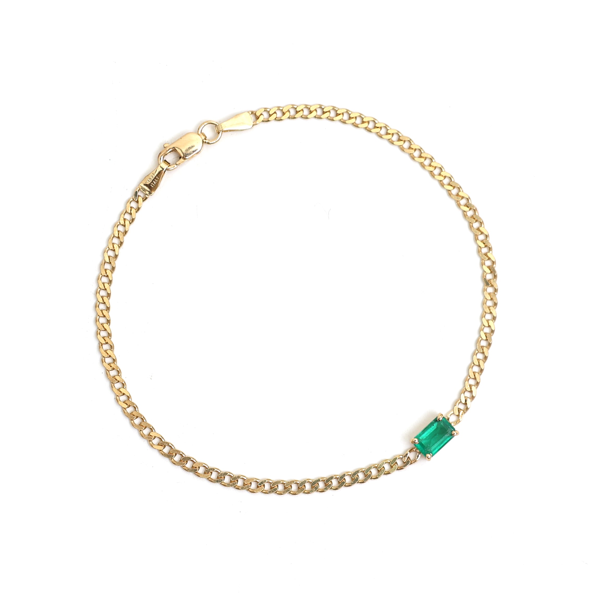 JPBRC-1003/7258 Emerald Octagon Thin Chain Bracelet | 18K