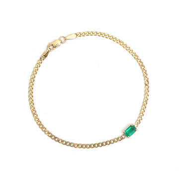 JPBRC-1003/7258 Emerald Octagon Thin Chain Bracelet | 18K