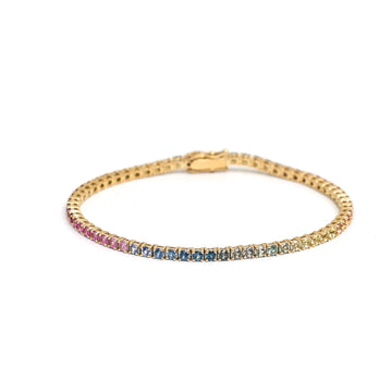JPBRC-1010/7444 Rainbow Sapphire 2Mm 6 Inch Bracelet | 18K