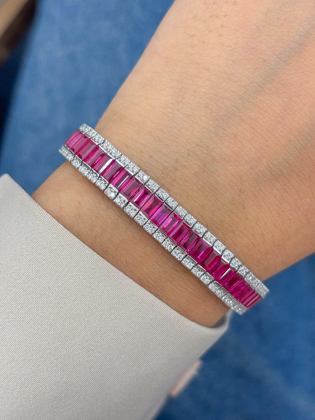 JPBRC-1014/7508 Ruby Baguette With Diamond Bracelet | 18K
