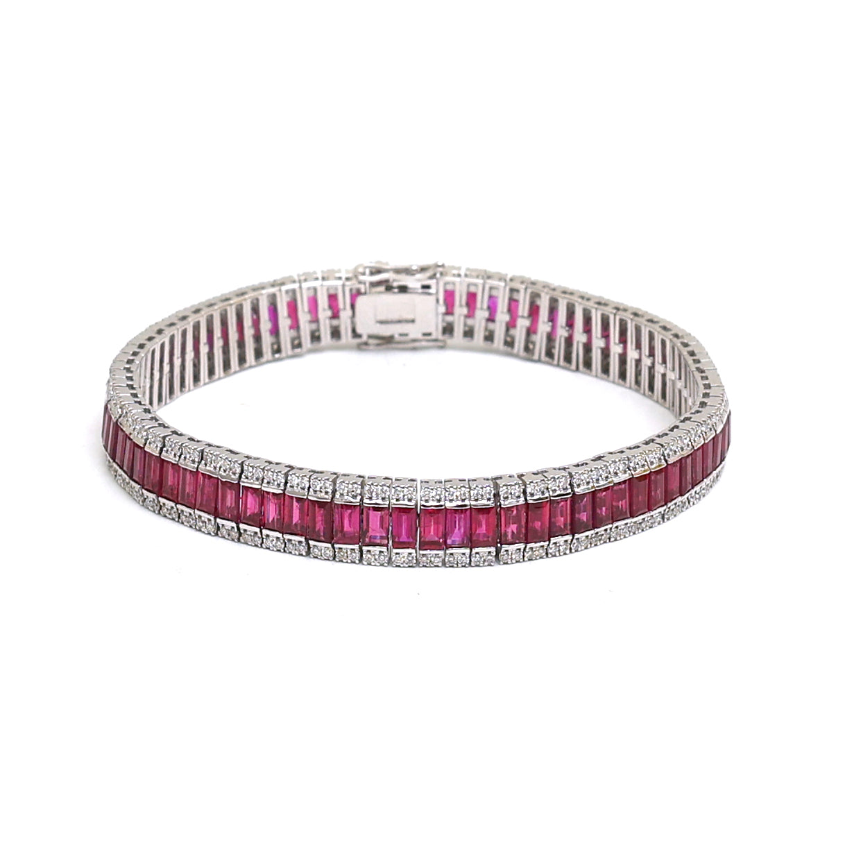 JPBRC-1014/7508 Ruby Baguette With Diamond Bracelet | 18K