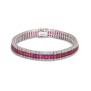 JPBRC-1014/7508 Ruby Baguette With Diamond Bracelet | 18K
