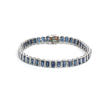 JPBRC-1016/7511 Blue Sapphire Octagon 5X3 Bezel Set Bracelet | 18K