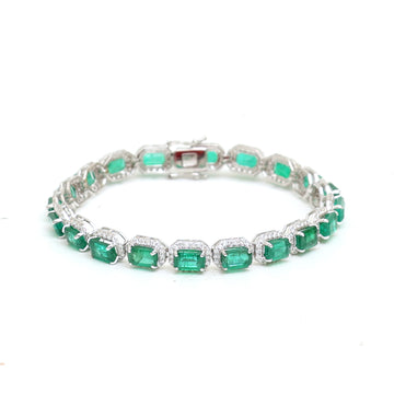 JPBRC-1030/7736 Emerald Octagon Diamond East West Bracelet | 18K