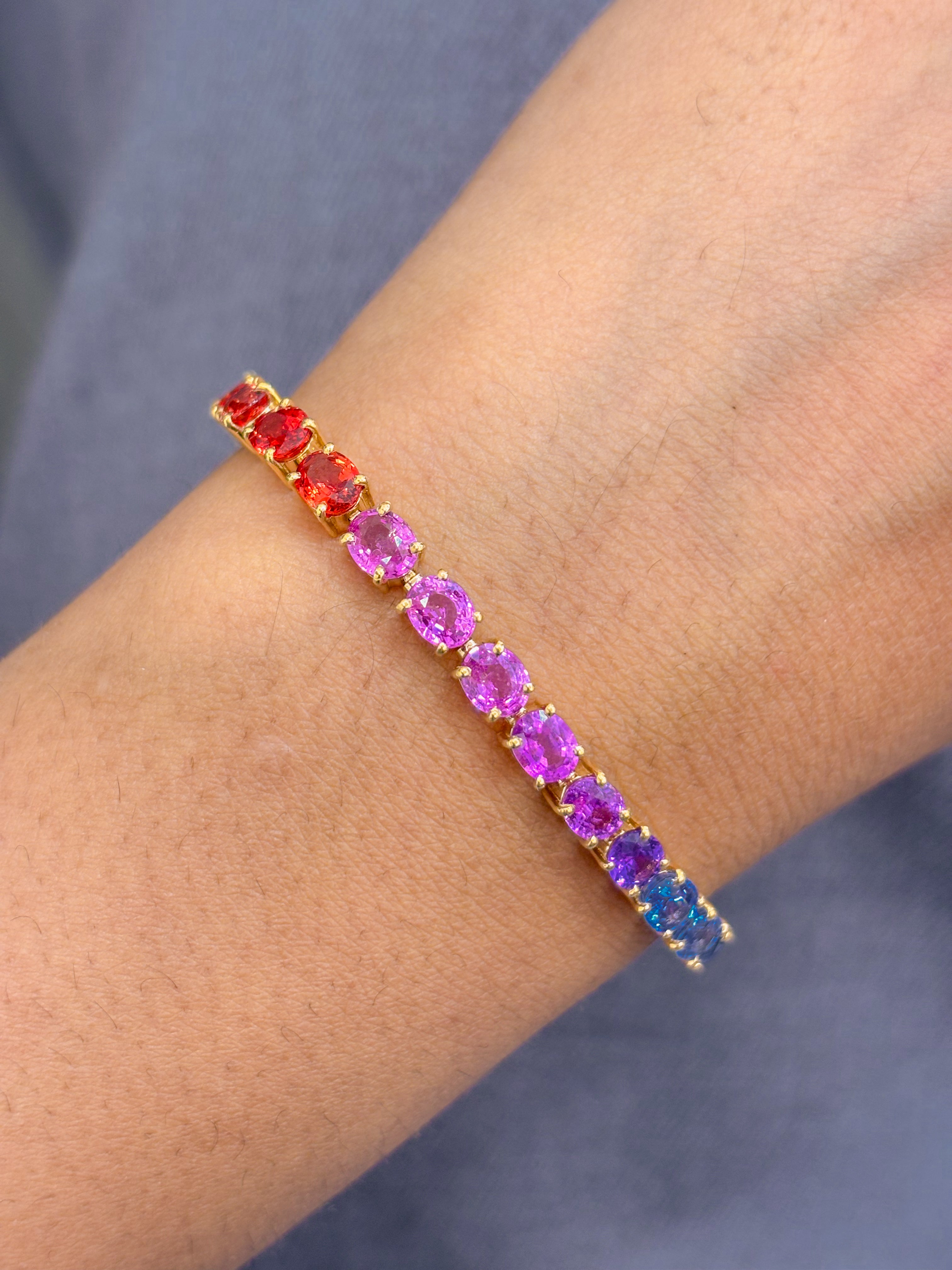 JPBRC-1044/8003 Rainbow Sapphire Oval East West Tennis Bracelet | 18K