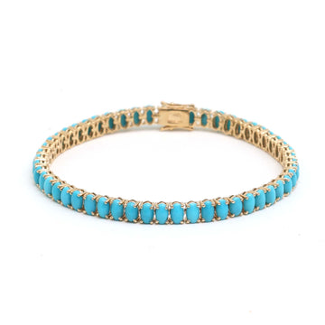 JPBRC-1046/8023 Turquoise Oval Bracelet | 18K