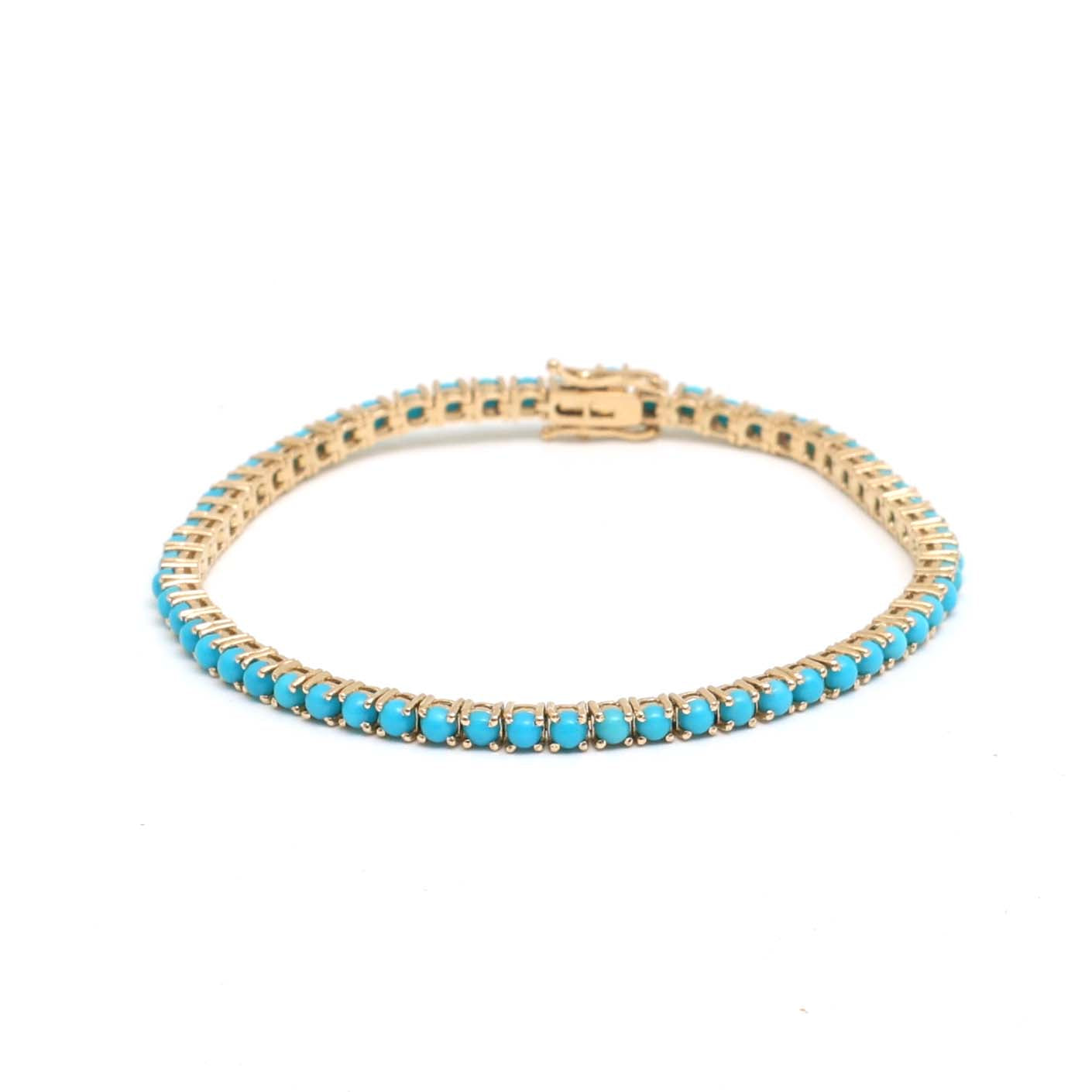 JPBRC-1047/8024 Turquoise Round Tennis Bracelet | 18K