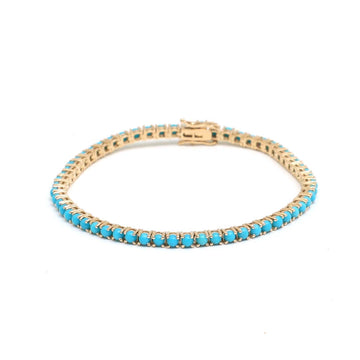 JPBRC-1047/8024 Turquoise Round Tennis Bracelet | 18K