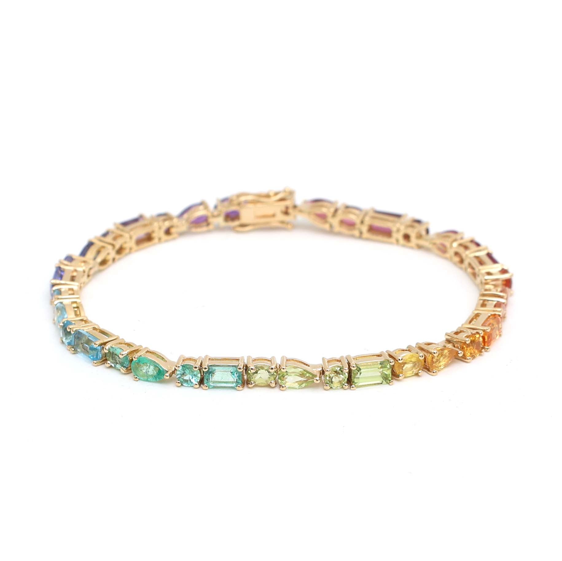 JPBRC-1059/8194 Rainbow Gemstone Mix Shape Bracelet | 18K