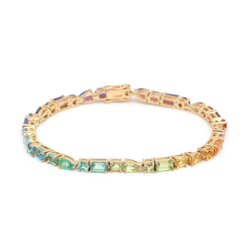 JPBRC-1059/8194 Rainbow Gemstone Mix Shape Bracelet | 18K