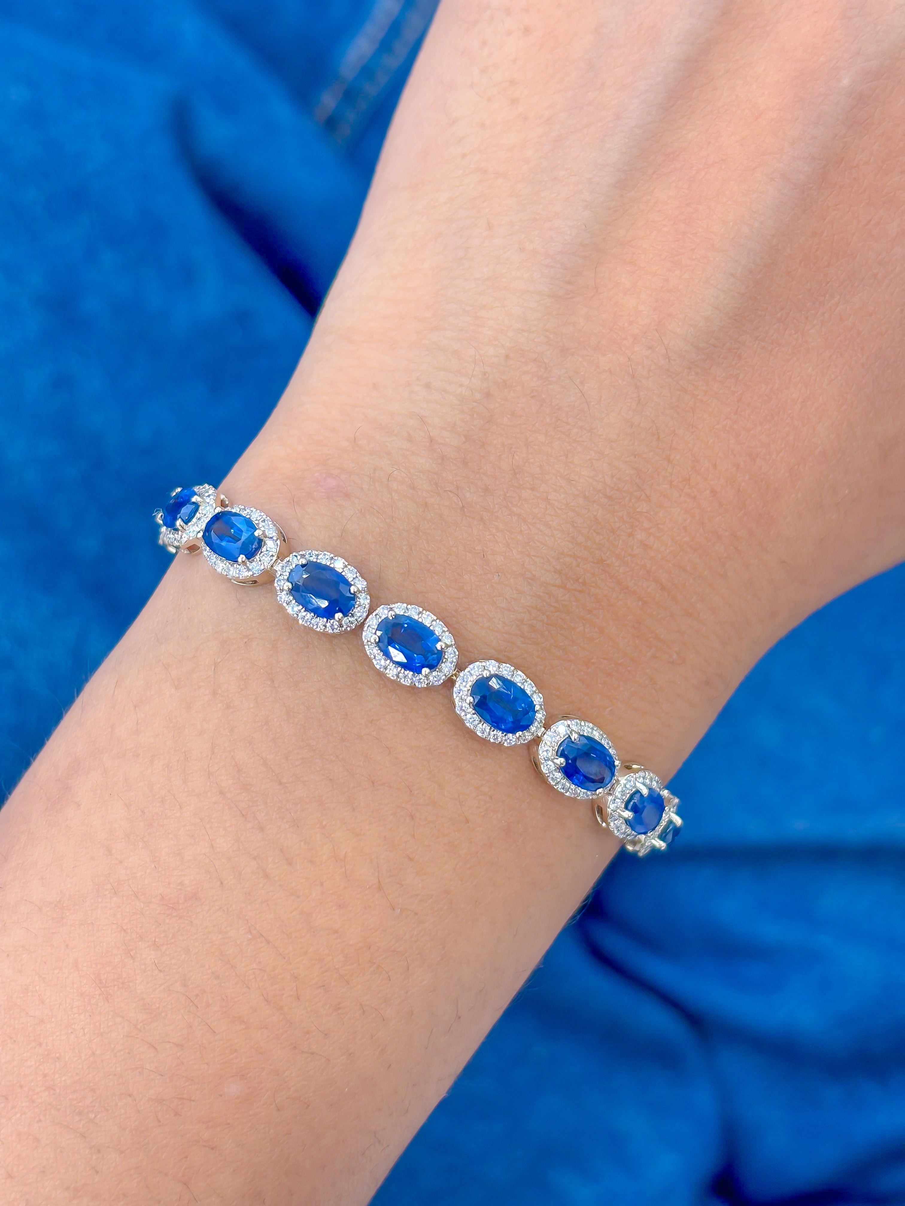 JPBRC-1071/8468 Blue Sapphire Diamond Bracelet | 18K