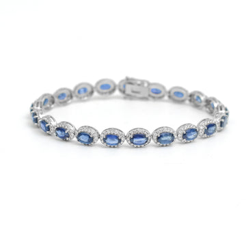 JPBRC-1071/8468 Blue Sapphire Diamond Bracelet | 18K