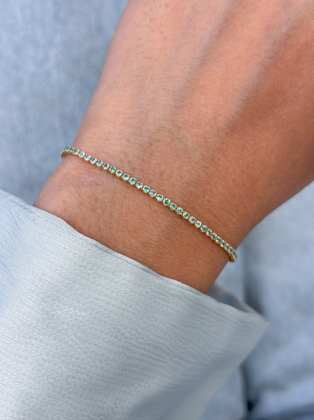 JPBRC-1075/8510 Emerald Round Thin Bracelet | 14K