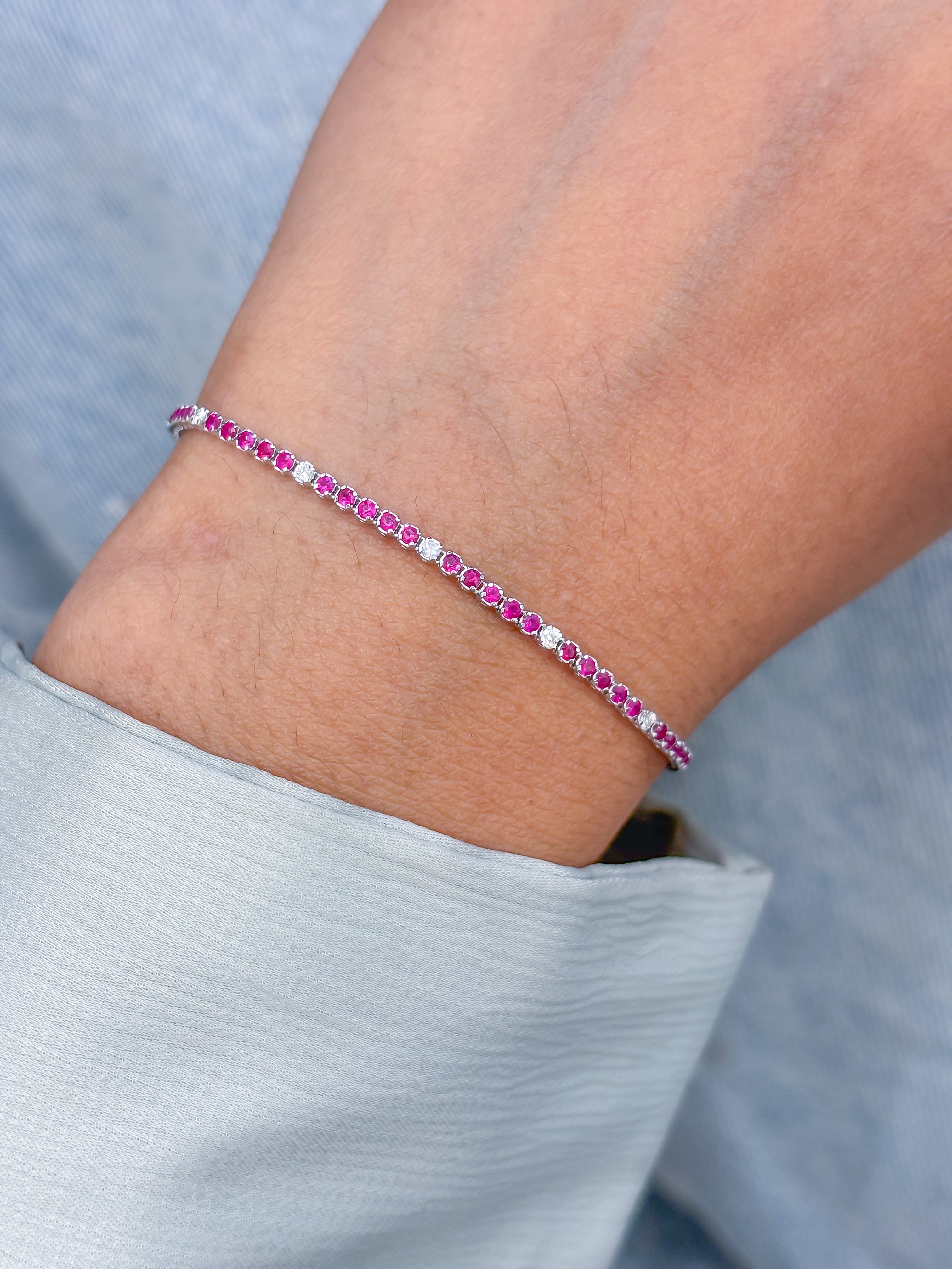 JPBRC-1078/8513 Pink Sapphire & Diamond Bracelet | 18K