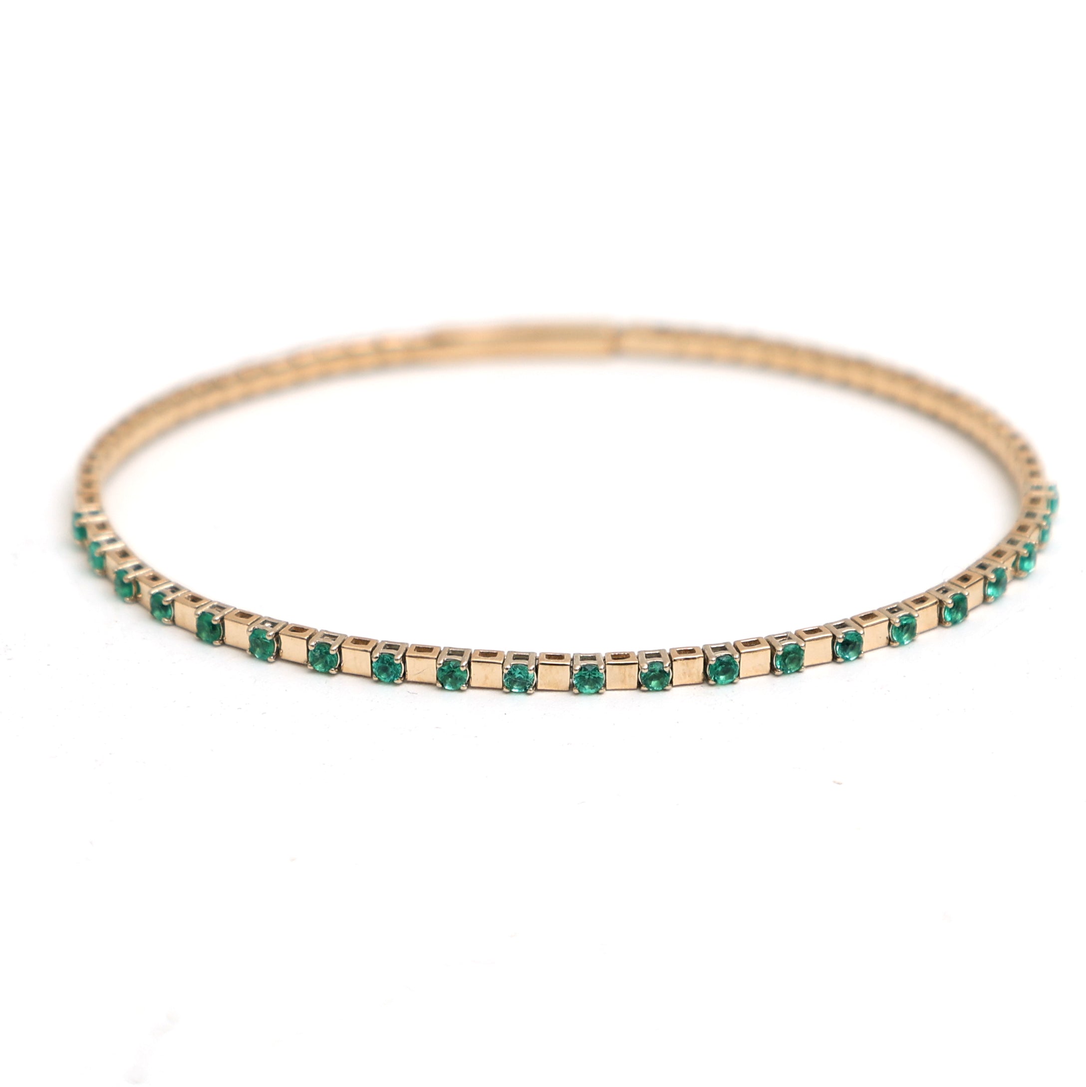 JPBRC-1084/8529 Emerald Round Bangle Bracelet | 18K