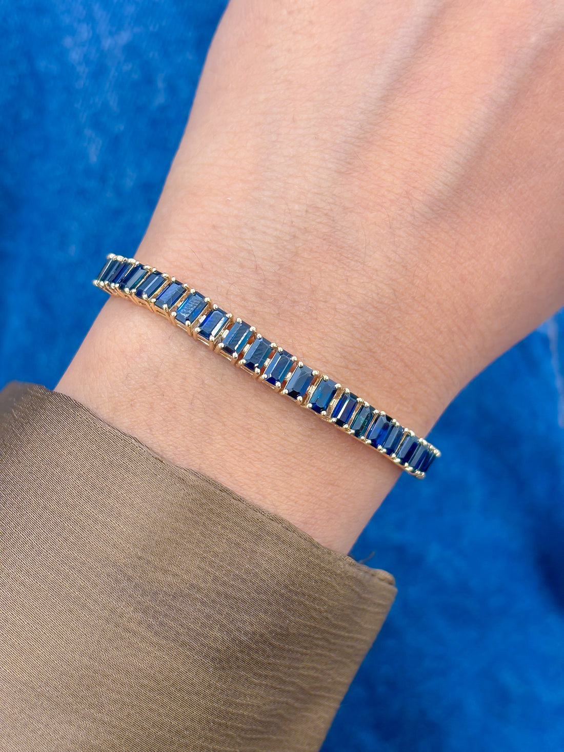 JPBRC-1085/8559 Blue Sapphire Oval Bracelet | 14K