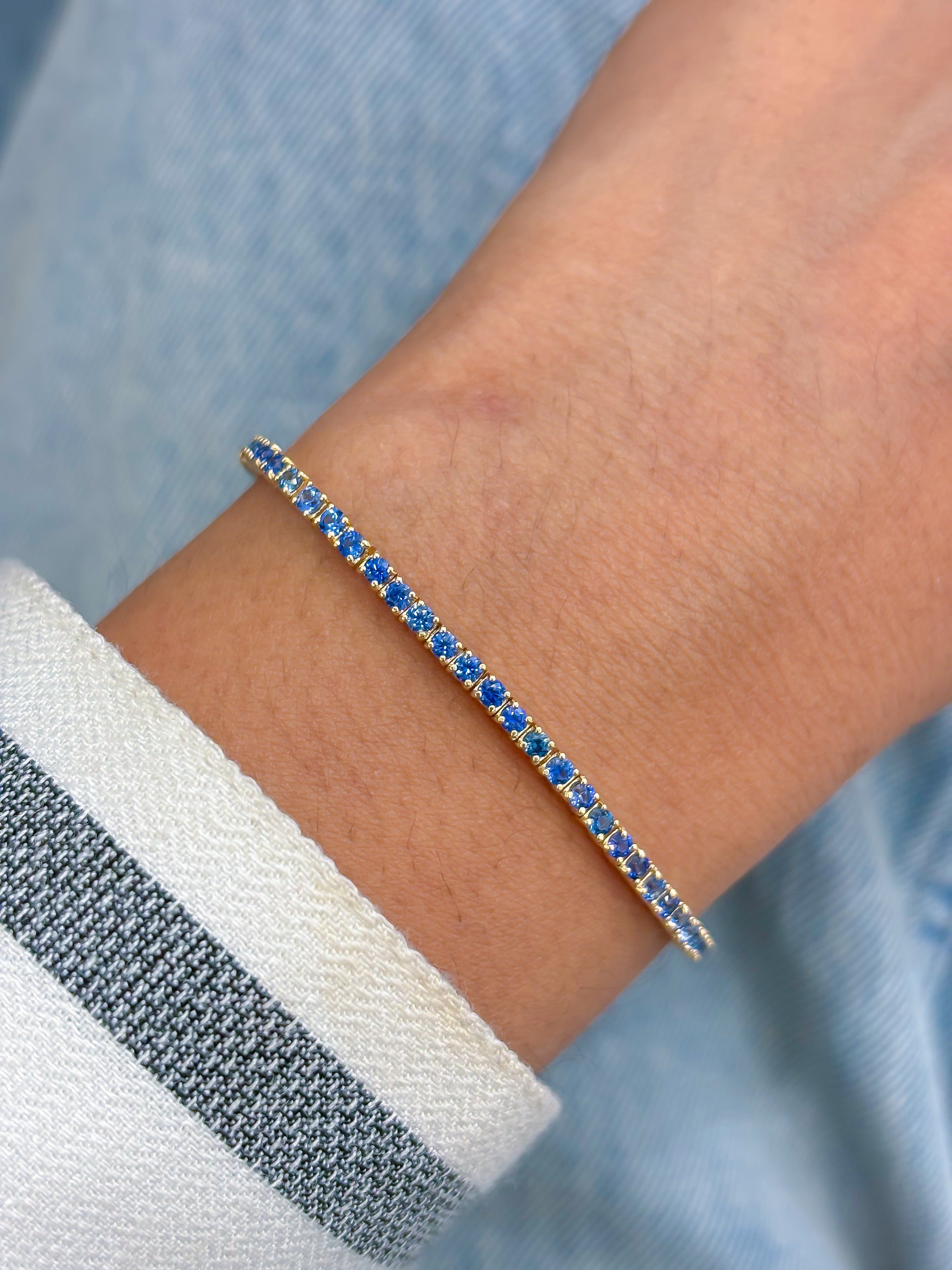JPBRC-1091/8628 Blue Sapphire Round 2Mm Bracelet | 14K