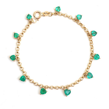 JPBRC-1093/8637 Emerald Heart With Chain Link Link Bracelet | 18K