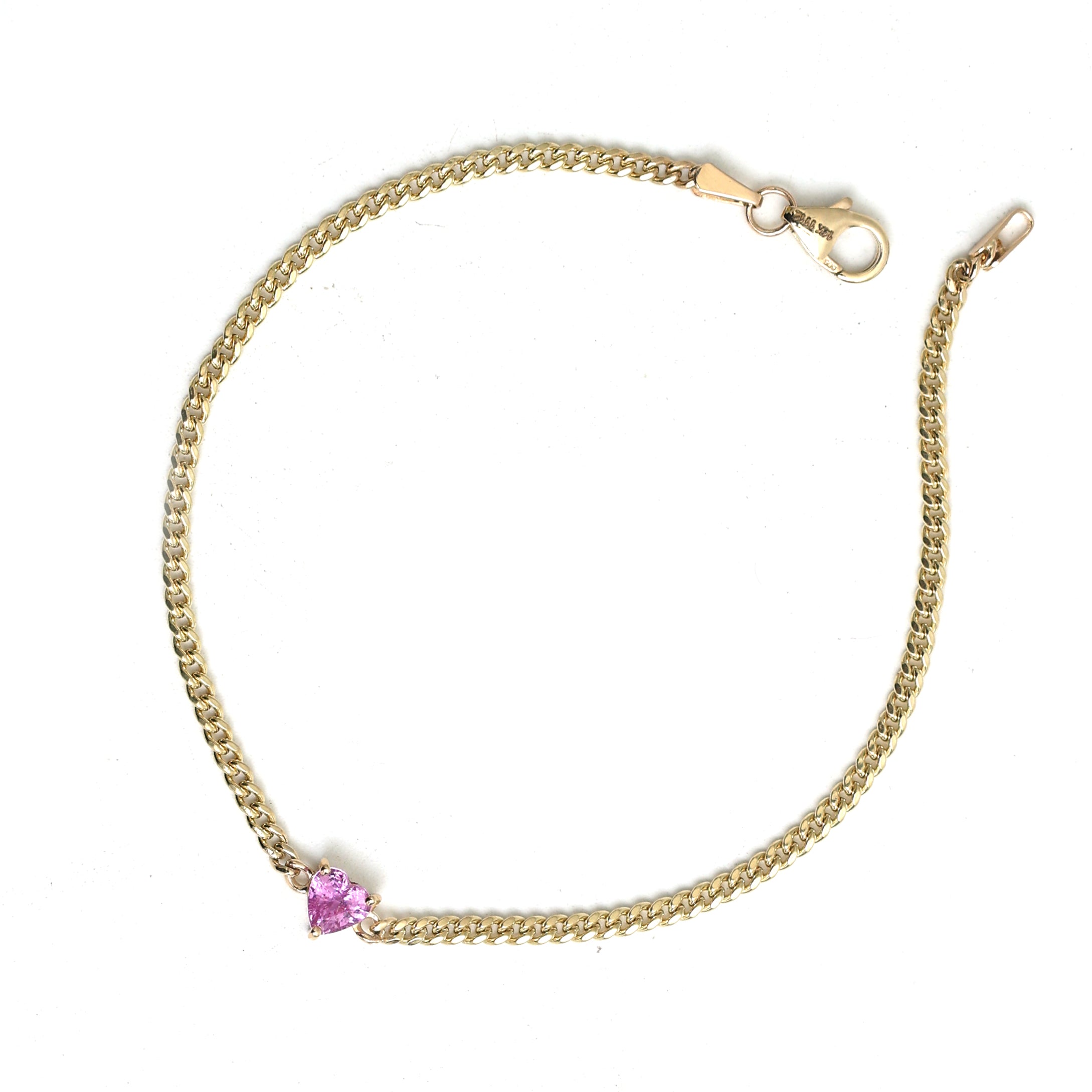 JPBRC-1104/8661 Pink Sapphire Heart Chain Bracelet | 14K