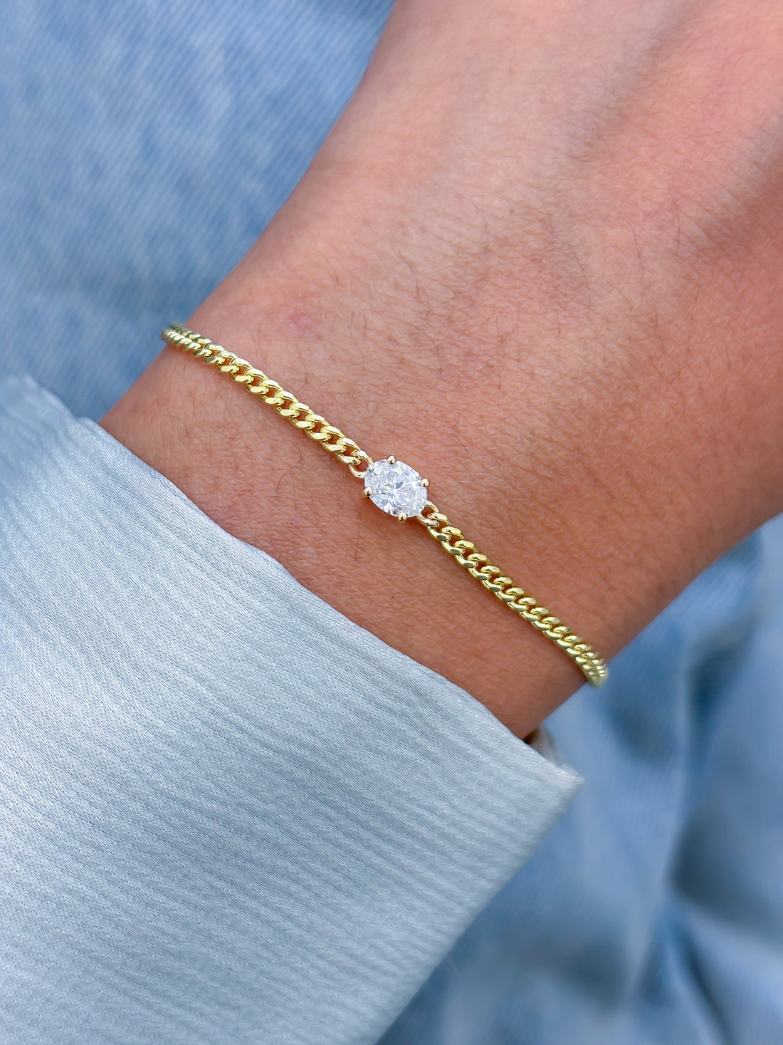 JPBRC-1109/8666 Diamond Oval Chain Bracelet | 14K