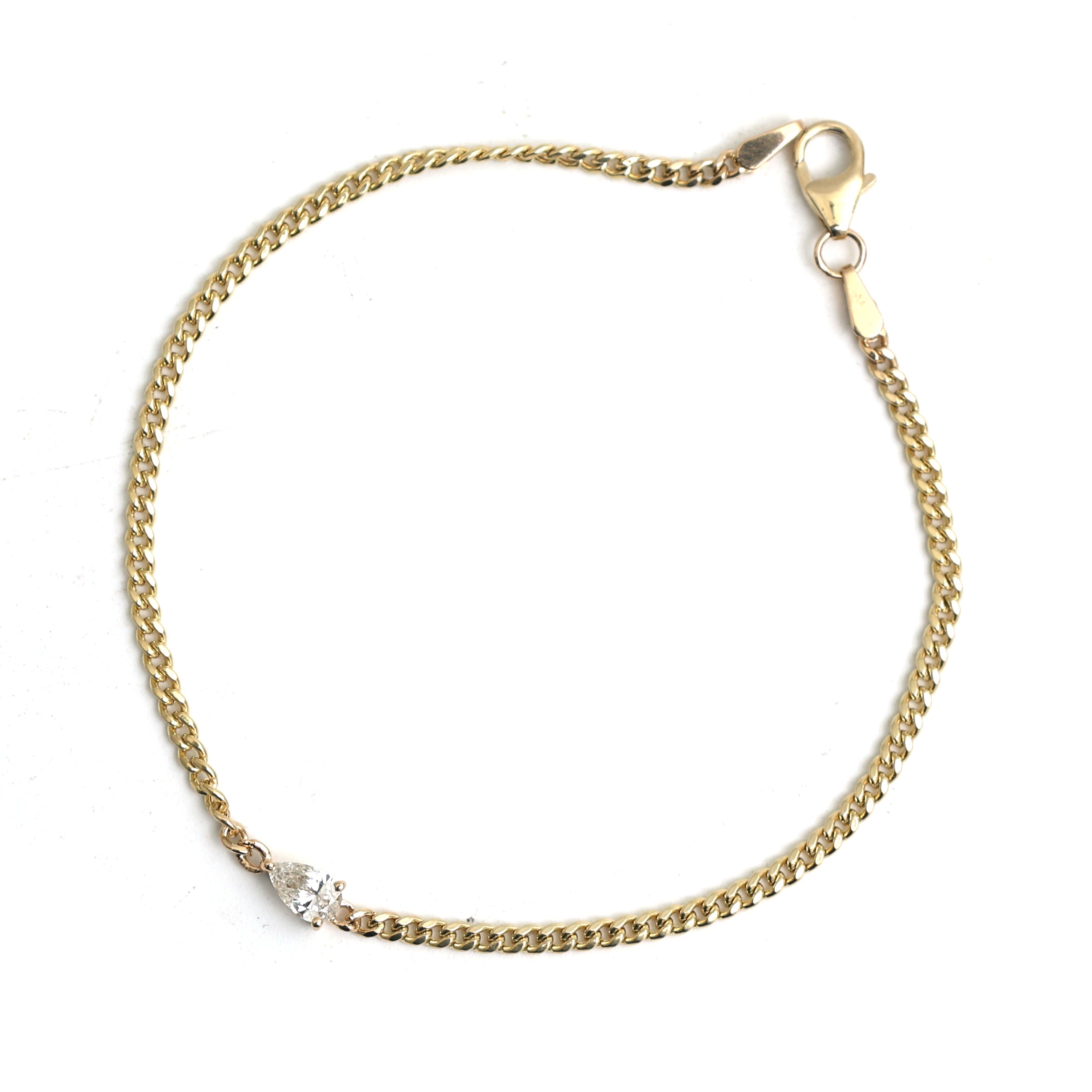 JPBRC-1114/8671 Diamond Pear  Chain Bracele | 14K
