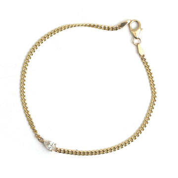 JPBRC-1114/8671 Diamond Pear  Chain Bracele | 14K
