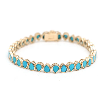 JPBRC-1120/8677 Turquoise Pear Up Down Bracelet | 14K