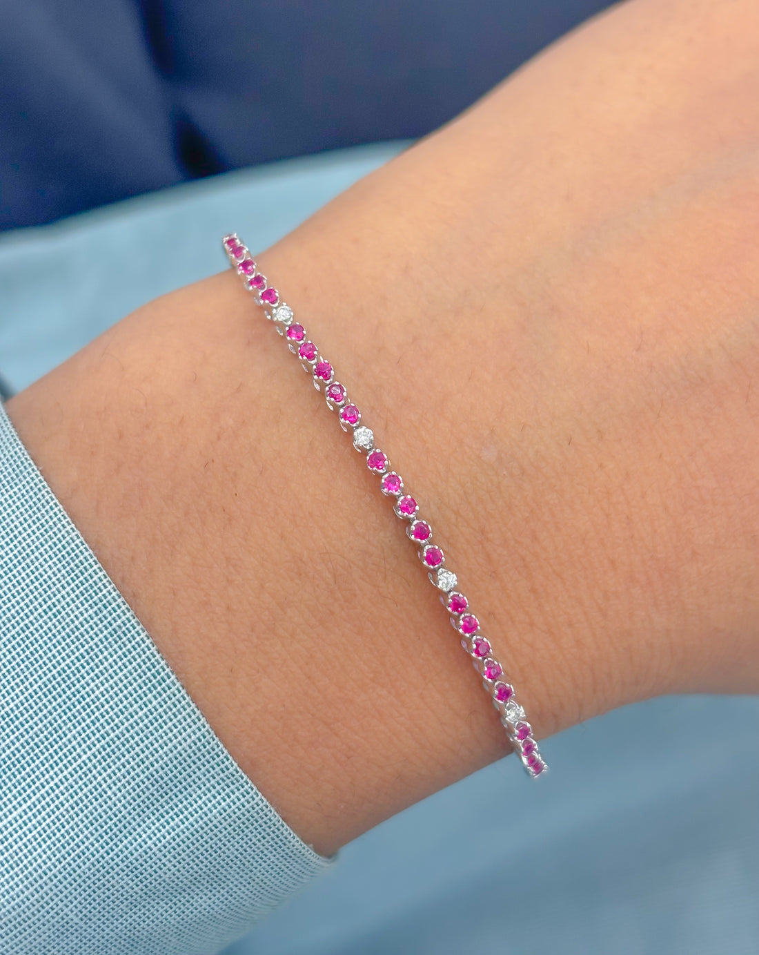 JPBRC-1125/8693 Diamond Pink Sapphire Bracelet | 14K