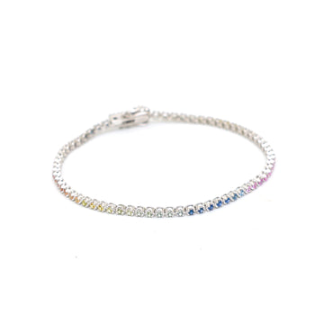 JPBRC-1126/8694 Rainbow Sapphire Round 2Mm Bracelet | 14K