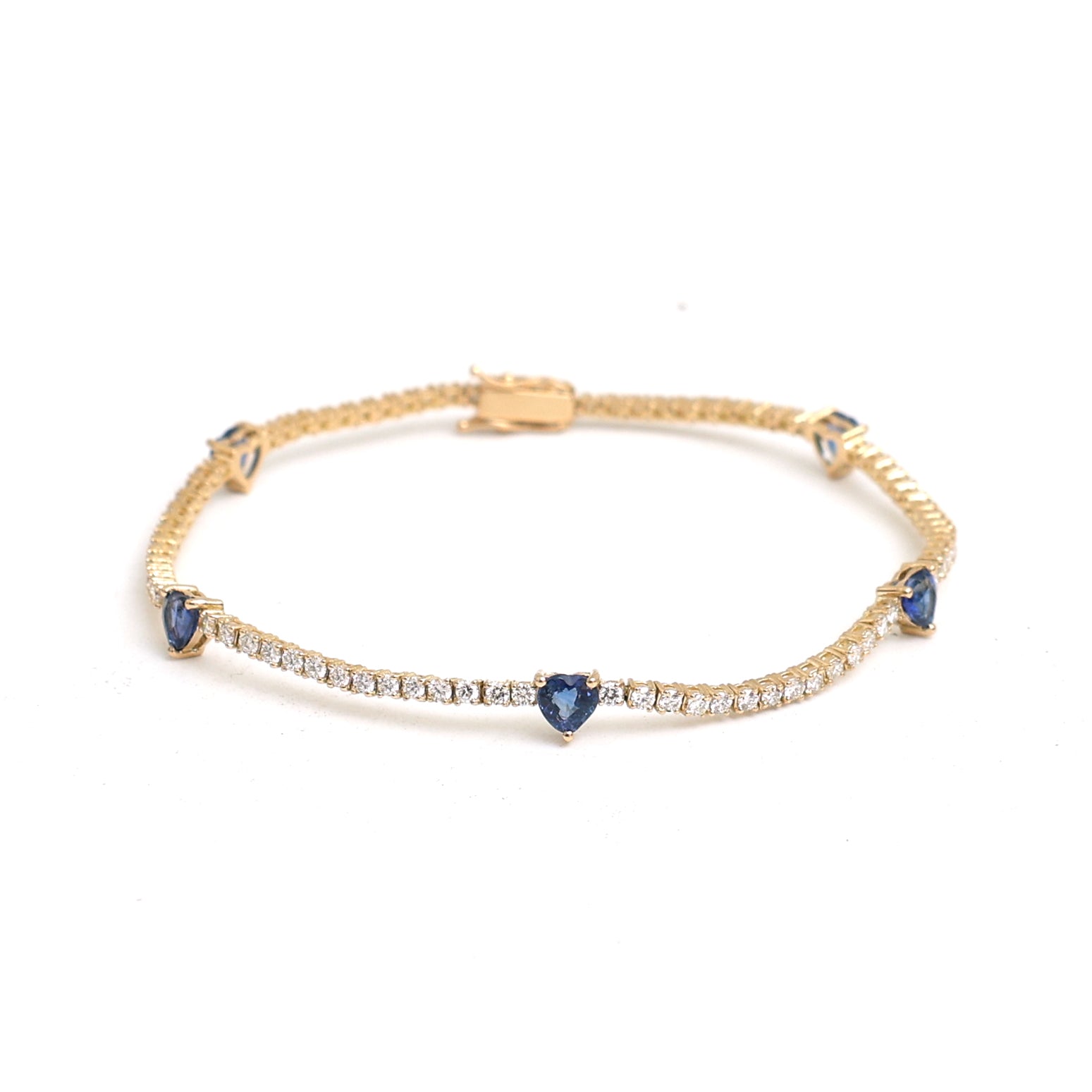 JPBRC-1128/8698 Blue Sapphire Heart With Diamond Bracelet | 18K