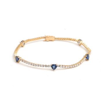 JPBRC-1128/8698 Blue Sapphire Heart With Diamond Bracelet | 18K