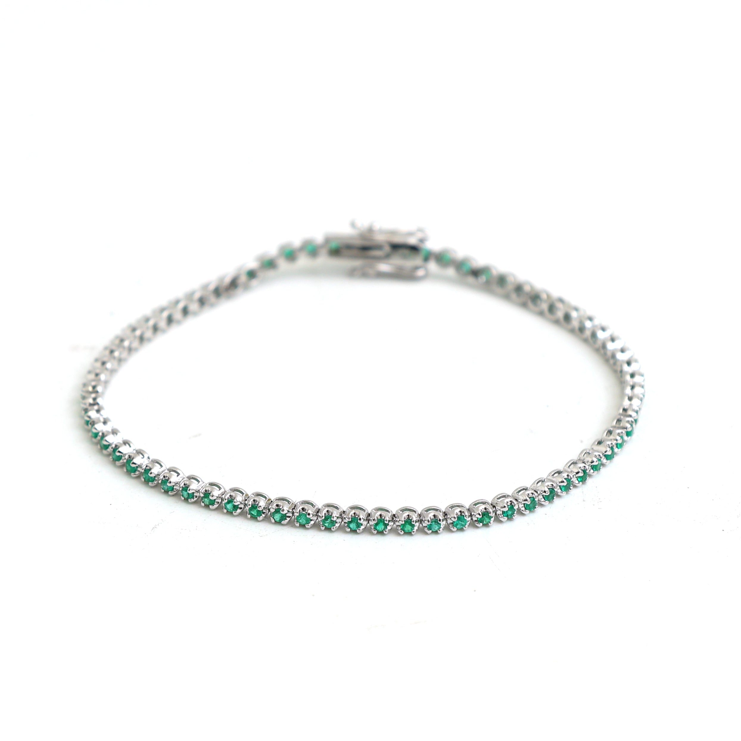 JPBRC-1131/8747 Emerald Round Thin Bracelet | 14K