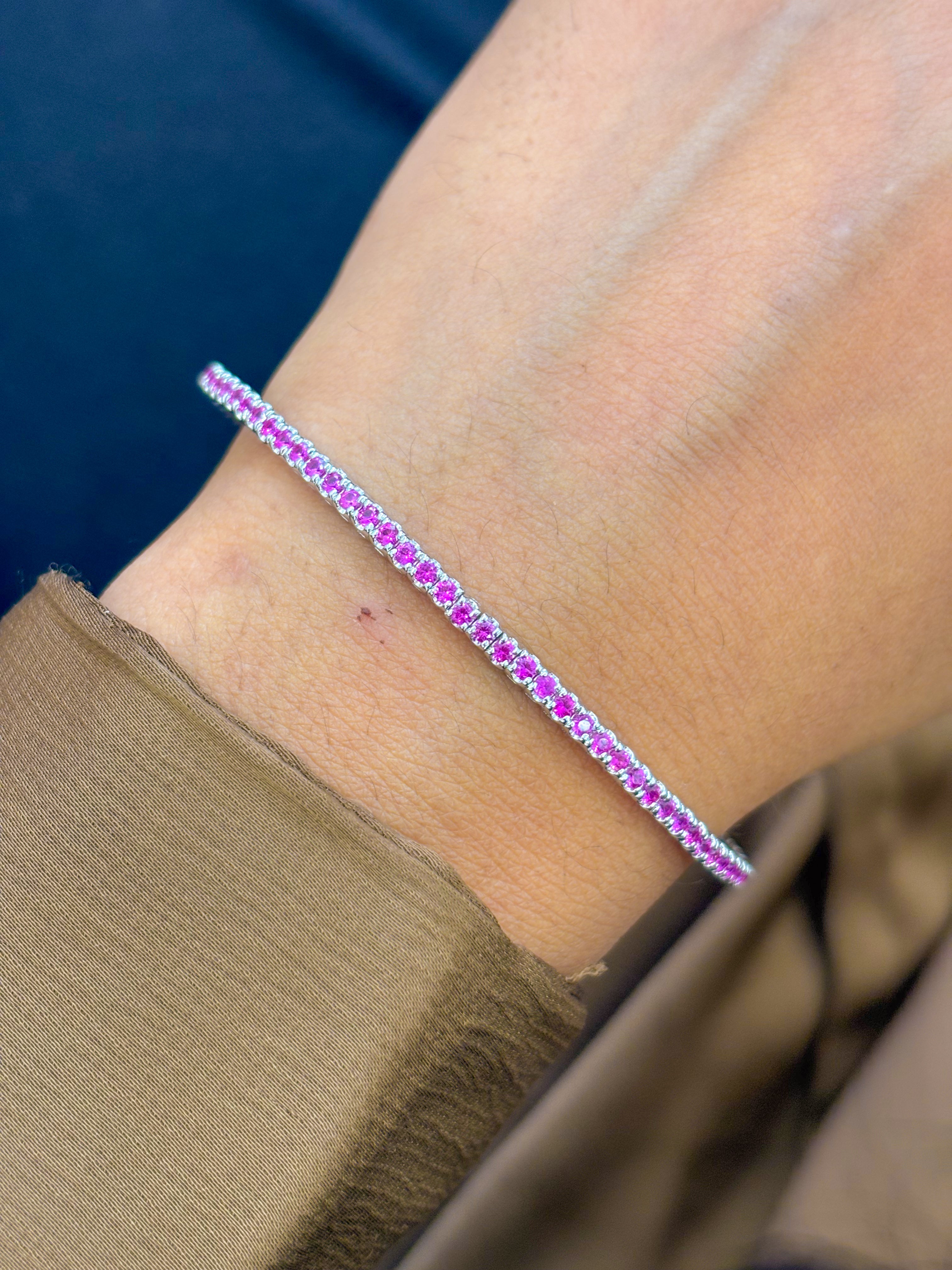 JPBRC-1133/8749 Pink Sapphire Round Bangle Bracelet | 18K