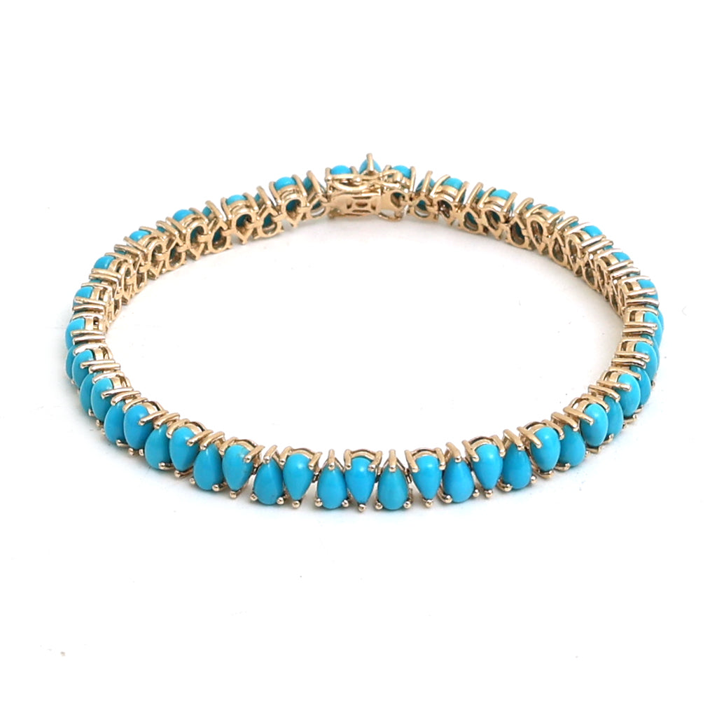 JPBRC-1134/8806 Turquoise Pear Up Down Bracelet | 14K