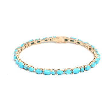 JPBRC-1138/8855 Turquoise Mix Shape Bracelet | 14K