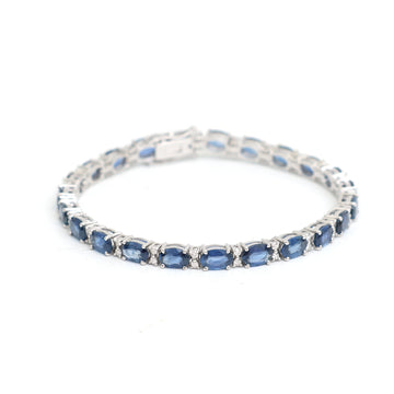 JPBRC-1139/8856 Blue Sapphire Oval With Diamond Bracelet | 18K
