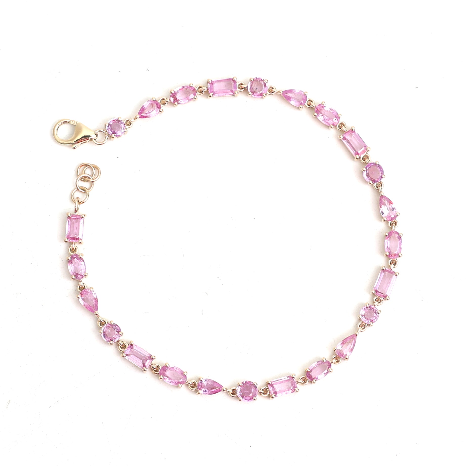 JPBRC-1141/8858 Pink Sapphire Mix Shape Bracelet | 14K