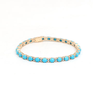 JPBRC-1147/8914 Turquoise Oval With Diamond Bracelet | 14K
