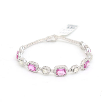 JPBRC-1149/8950 Pink Sapphire Octagon With Diamond  Bracelet | 18K