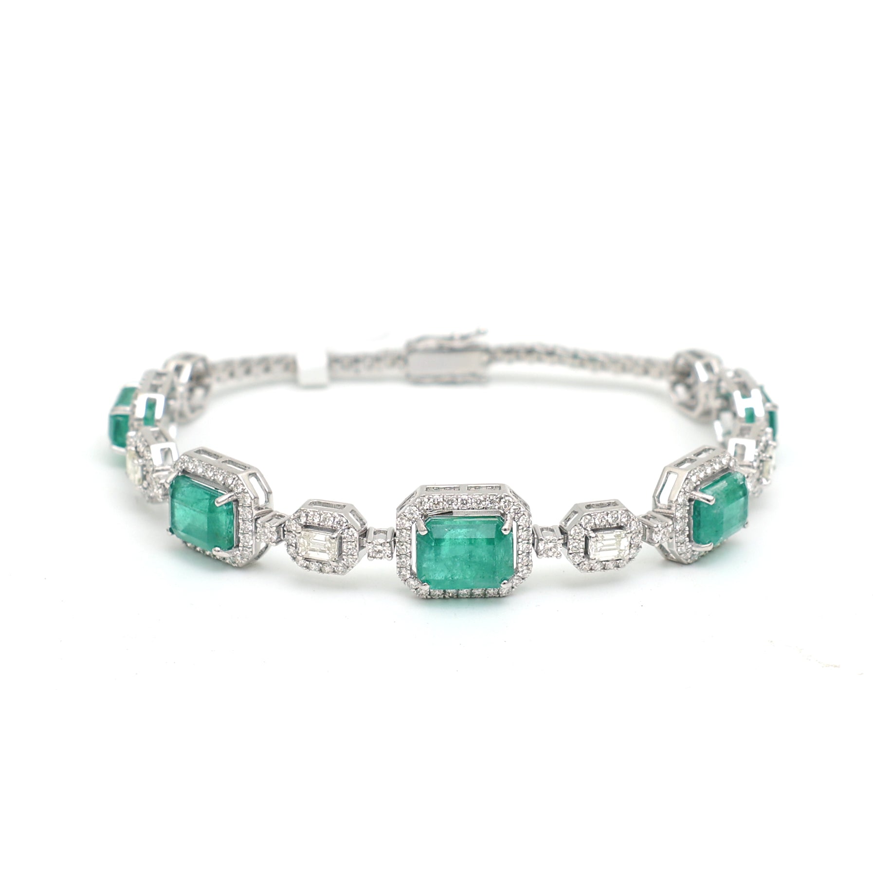 JPBRC-1150/8951 Emerald Octagon With Diamond Bracelet | 18K