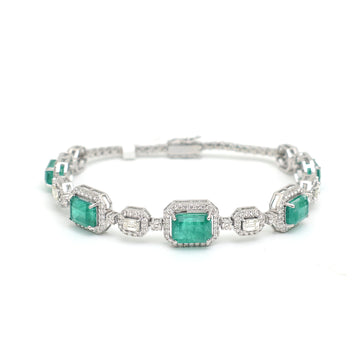JPBRC-1150/8951 Emerald Octagon With Diamond Bracelet | 18K