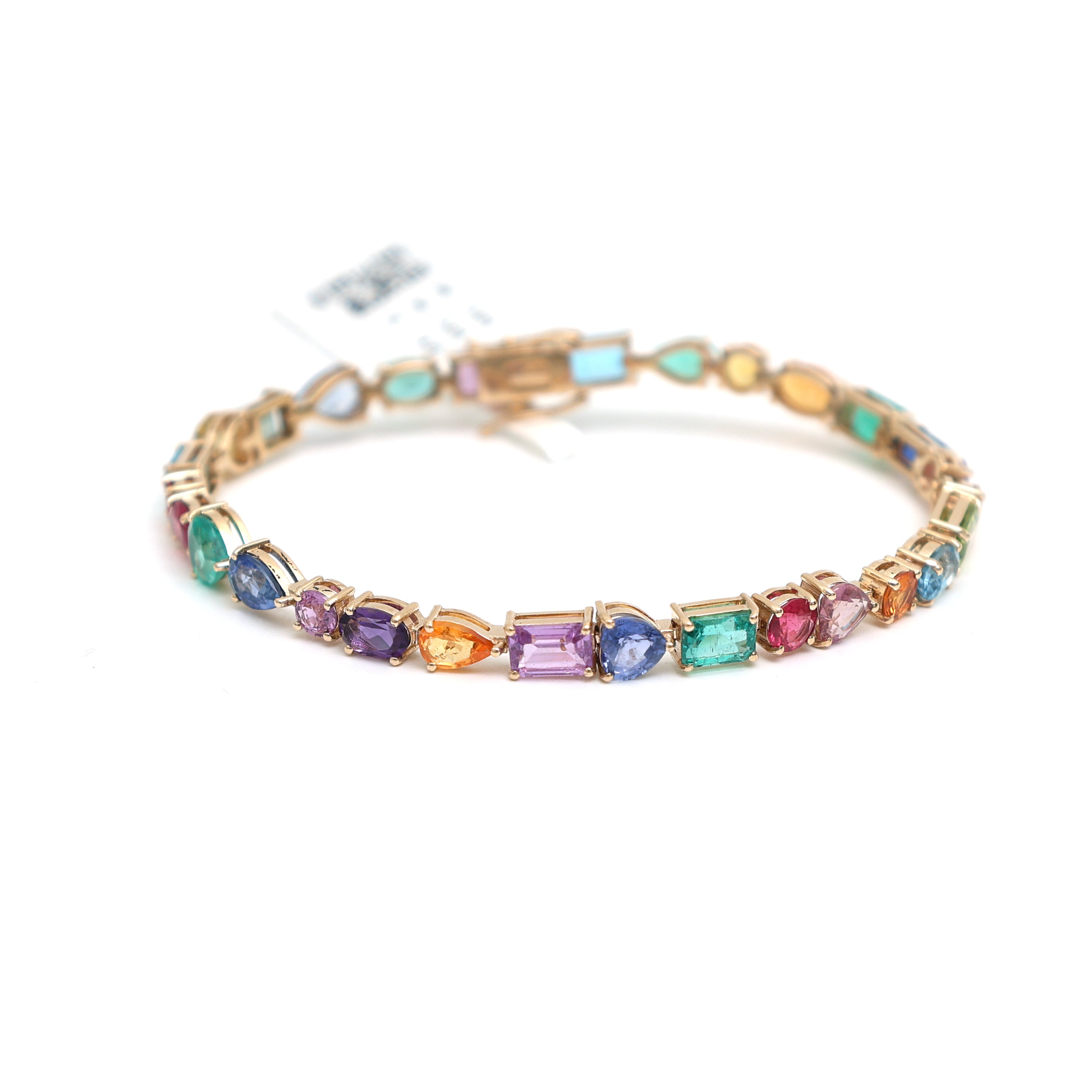 JPBRC-1153/8968 Rainbow Gemstone Mix Shape Bracelet | 14K